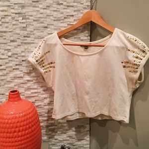 Crop Top with Gold Shoulder Detail